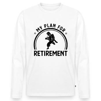 Mein Ruhestandsplan - - Männer Premium Bio Langarmshirt - Weiß - Vorne - Nico (187cm)