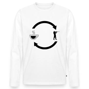 Kaffee laden Pfeile und Jagd 1 - - Männer Premium Bio Langarmshirt - Weiß - Vorne - Nico (187cm)