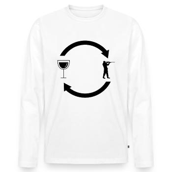 Le vin charge les flèches et la chasse 1 - - T-shirt manches longues Premium bio Homme - blanc - Devant - Nico (187cm)