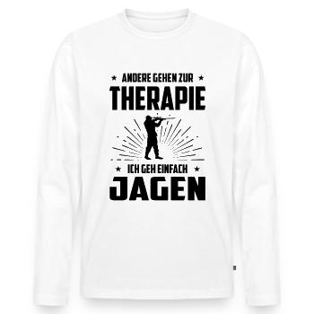 Andere Gehen zur Therapie ICH Gen Einfach Jagen - - Männer Premium Bio Langarmshirt - Weiß - Vorne - Nico (187cm)