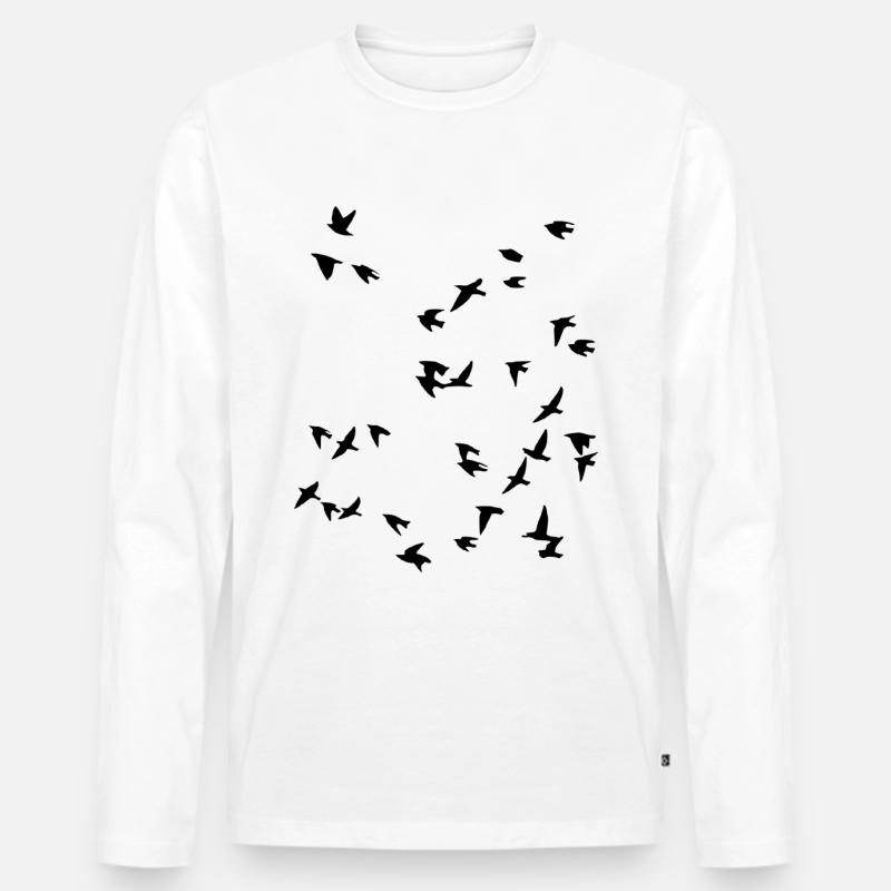 Vogel Schwarm Fliegen - Männer Premium Bio Langarmshirt - Weiß