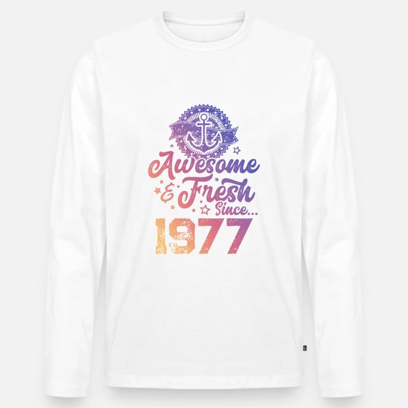 1977 awesome fresh - Männer Premium Bio Langarmshirt - Weiß