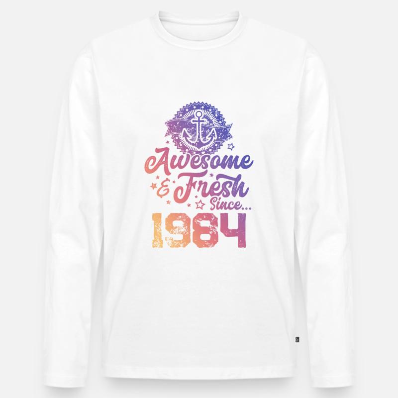 1984 awesome fresh - Männer Premium Bio Langarmshirt - Weiß