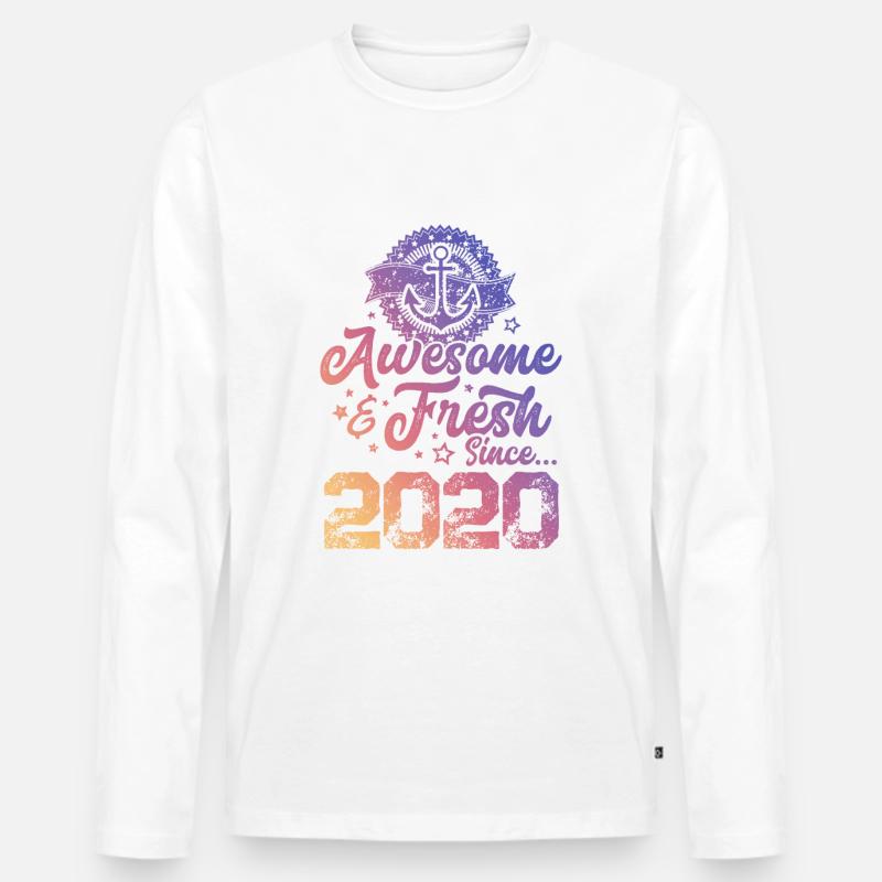 2020 awesome fresh - Männer Premium Bio Langarmshirt - Weiß