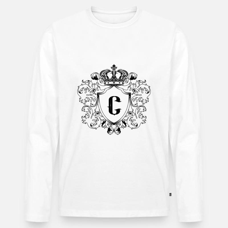 C Buchstabe Wappen - Männer Premium Bio Langarmshirt - Weiß