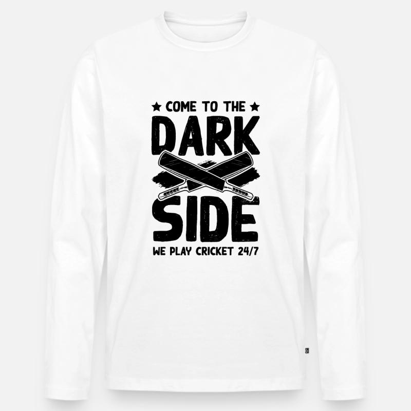 cricket dark side - Männer Premium Bio Langarmshirt - Weiß