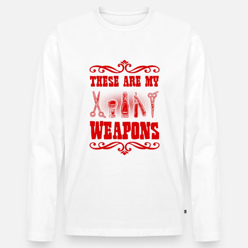 Barber weapons - Männer Premium Bio Langarmshirt - Weiß