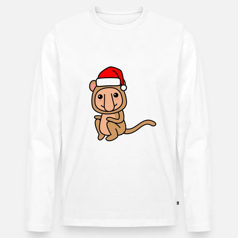 Affe comic Weihnachten Xmas - Männer Premium Bio Langarmshirt - Weiß