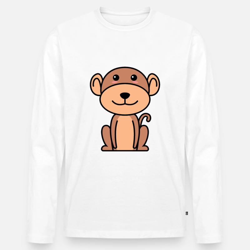 Affe Comic Tier - Männer Premium Bio Langarmshirt - Weiß