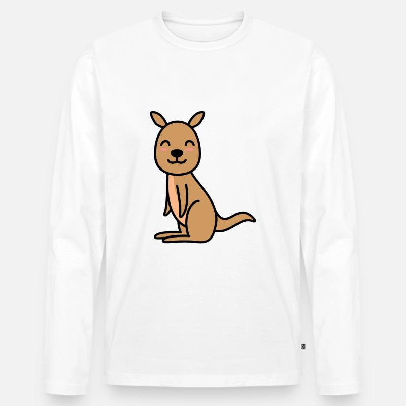 Kangaroo Comic - Männer Premium Bio Langarmshirt - Weiß
