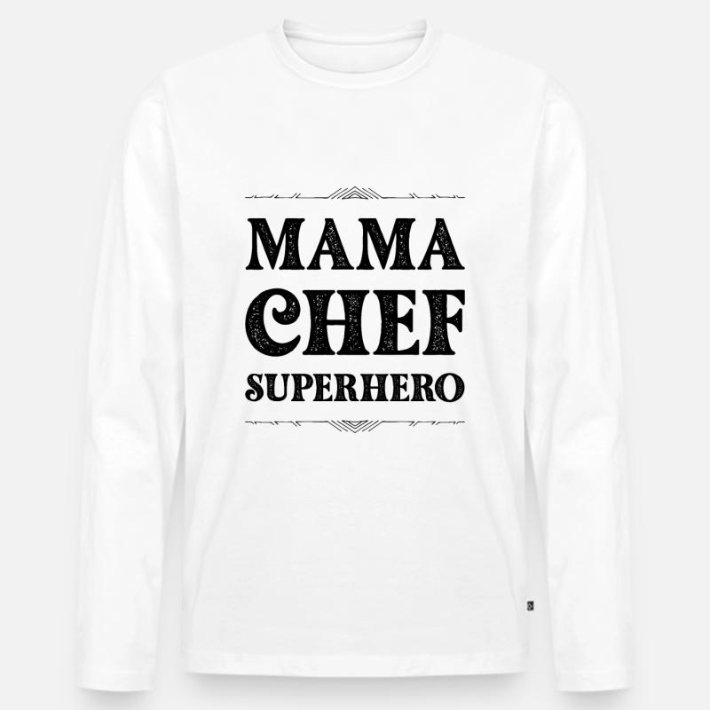 Mama Chef Superheld Mutter - Männer Premium Bio Langarmshirt - Weiß