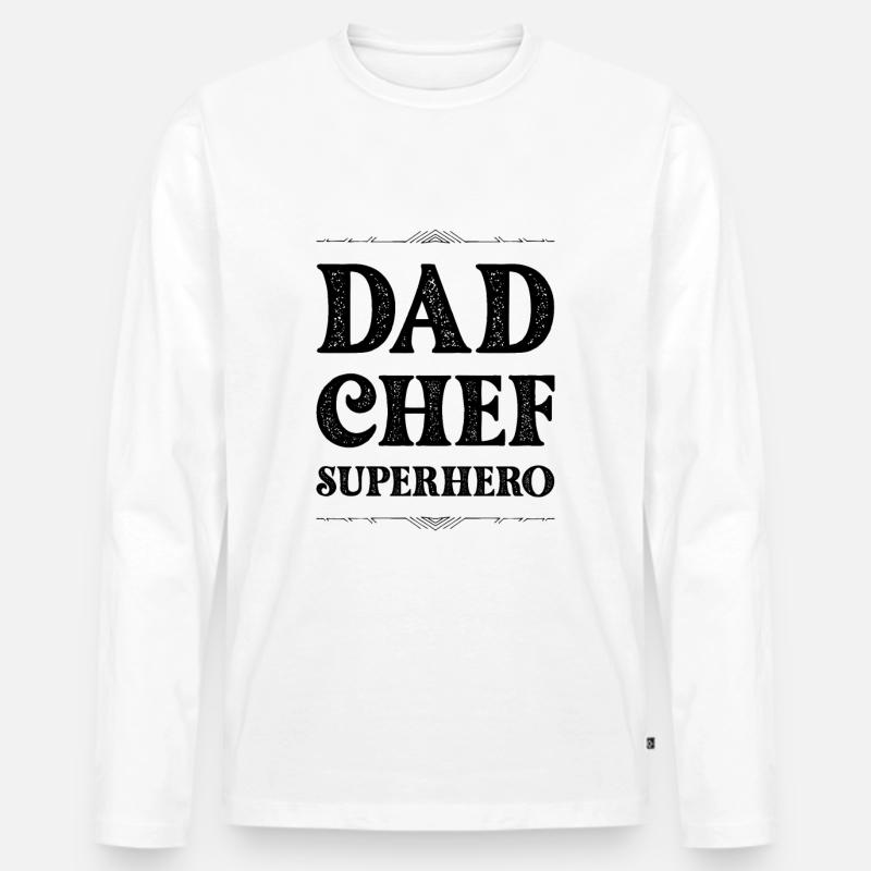 Dad Chef Superheld Papa - Männer Premium Bio Langarmshirt - Weiß