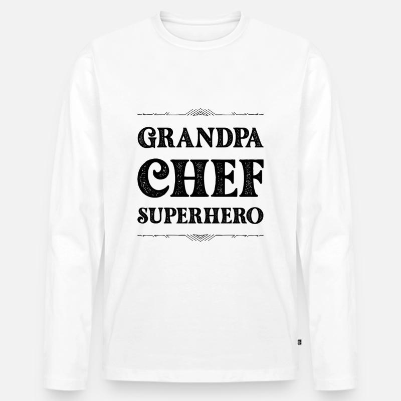 Opa Chef Superheld - Männer Premium Bio Langarmshirt - Weiß
