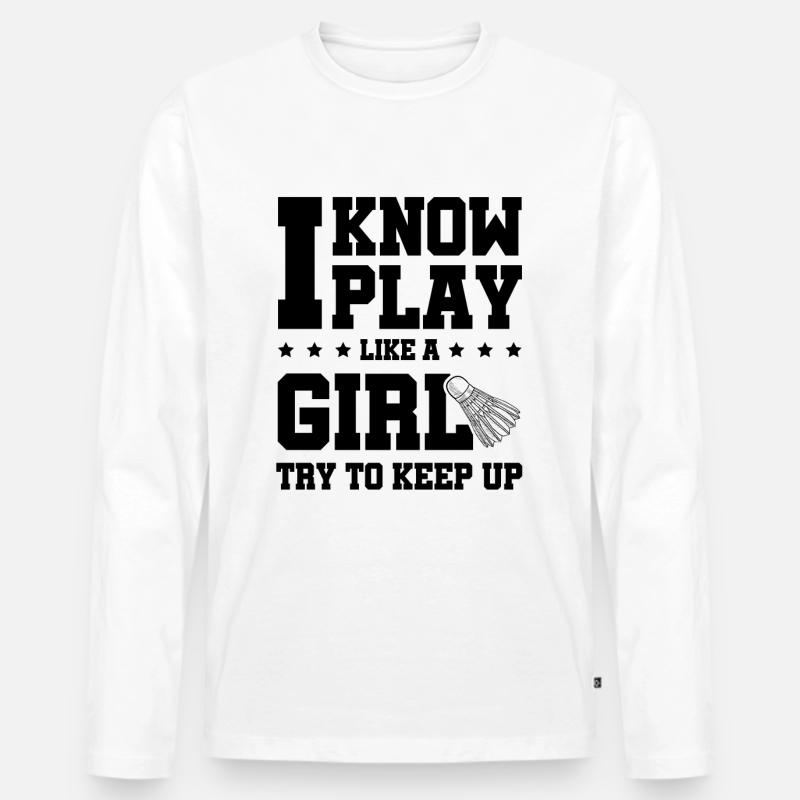 badminton mädchen - Männer Premium Bio Langarmshirt - Weiß