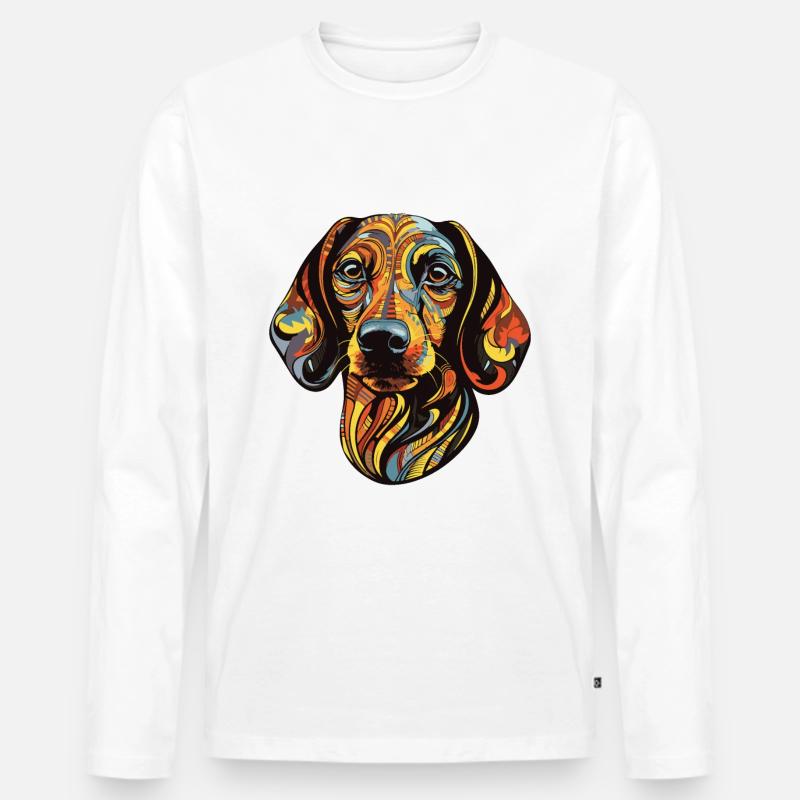 Dachshund Hund Kopf Dackel - Männer Premium Bio Langarmshirt - Weiß