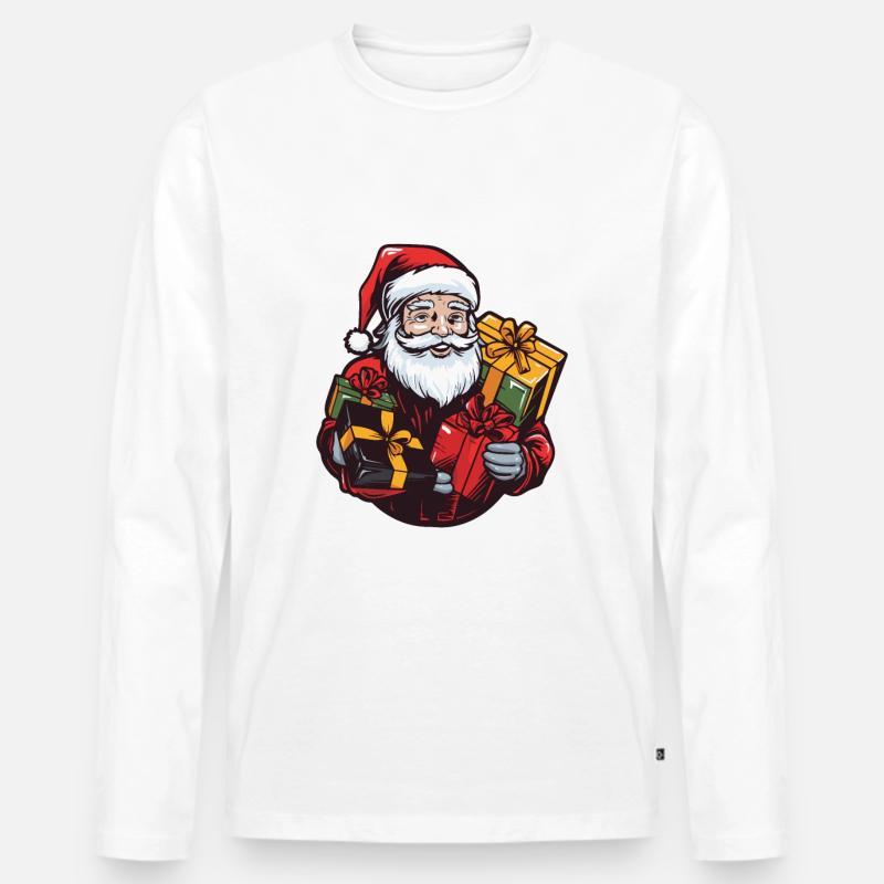 Weihnachtsmann Geschenke - Männer Premium Bio Langarmshirt - Weiß