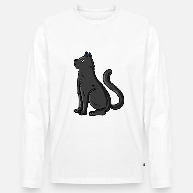 Schwarze Katze - Männer Premium Bio Langarmshirt - Weiß