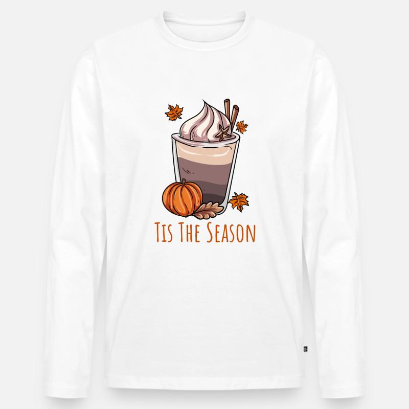 Kaffeeliebhaber Herbst - Männer Premium Bio Langarmshirt - Weiß