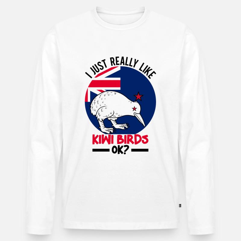 Neuseeland Kiwi - Männer Premium Bio Langarmshirt - Weiß
