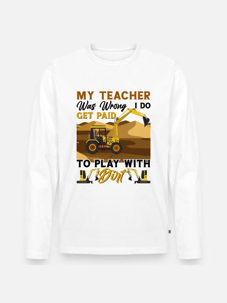Graafmachine Driver Graafmachine Rijbewijs Retro Graafmachine - Mannen Premium Bio shirt met lange mouwen - wit