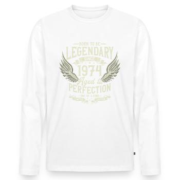 Legendary since 1974 Vintage Vintage Birthday - Men's Premium Organic Long Sleeve Shirt - white - Front - Nico (187cm)