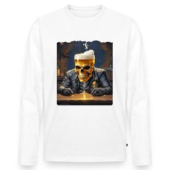 Crâne de bière 0.5 - T-shirt manches longues Premium bio Homme - blanc - Devant - Nico (187cm)