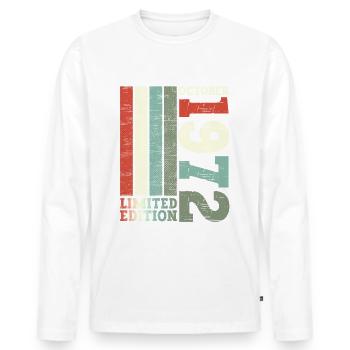 Octobre Né 1972 50e anniversaire Cadeau Cool - T-shirt manches longues Premium bio Homme - blanc - Devant - Nico (187cm)
