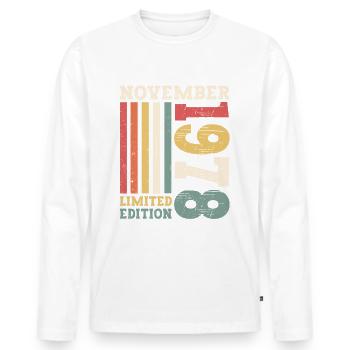 Original November 1978 44th Birthday Gift - Men's Premium Organic Long Sleeve Shirt - white - Front - Nico (187cm)