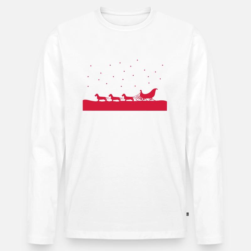 Weihnachtsdackel - Männer Premium Bio Langarmshirt - Weiß