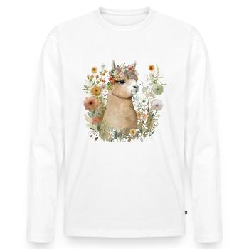 Joli alpaga - T-shirt manches longues Premium bio Homme - blanc - Devant - Nico (187cm)