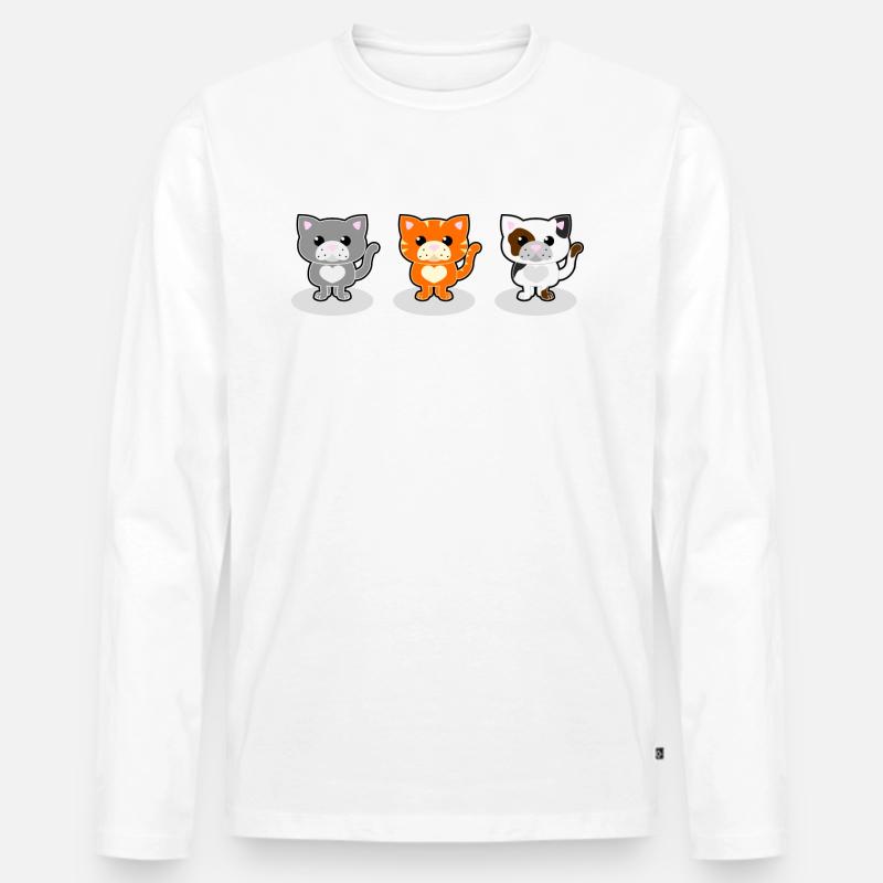 Süße Katzen - Männer Premium Bio Langarmshirt - Weiß