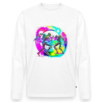 Tanzende Roboter - Männer Premium Bio Langarmshirt - Weiß - Vorne - Nico (187cm)