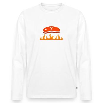 Roi - Grillade - Barbecue - Cadeau - Drôle - T-shirt manches longues Premium bio Homme - blanc - Devant - Nico (187cm)