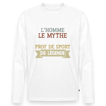 Profs - Sport - Cadeau - Mythe - Homme - Drôle - T-shirt manches longues Premium bio Homme - blanc - Devant - Nico (187cm)
