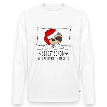 Faultier Sex ist schön aber Weihnachten ist öfter - Männer Premium Bio Langarmshirt - Weiß - Vorne - Nico (187cm)