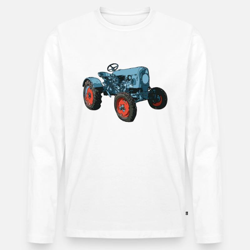 Trecker, Traktor, Schlepper - Männer Premium Bio Langarmshirt - Weiß