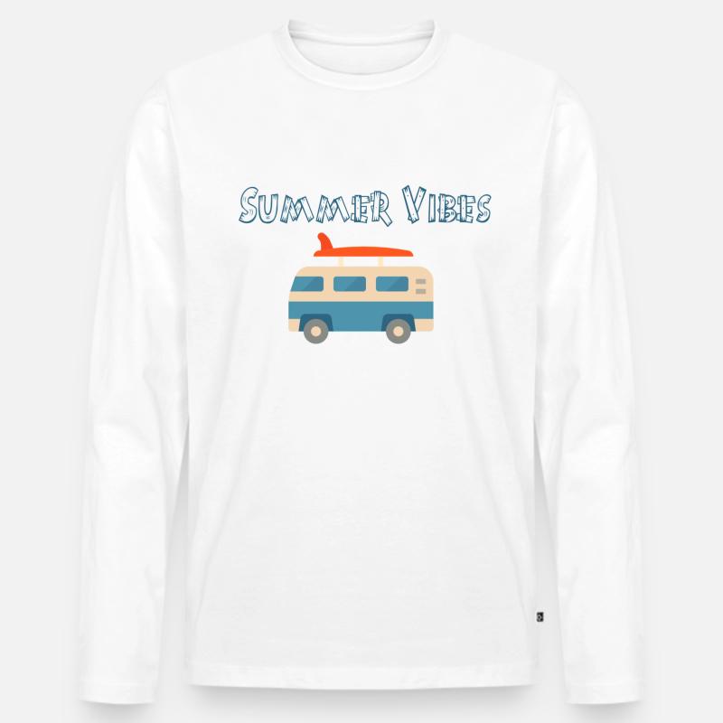 bus summer vibes - Männer Premium Bio Langarmshirt - Weiß