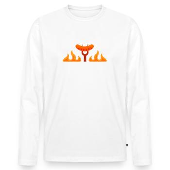 Saucisse - Grillade - Barbecue - Cadeau - Drôle - T-shirt manches longues Premium bio Homme - blanc - Devant - Nico (187cm)