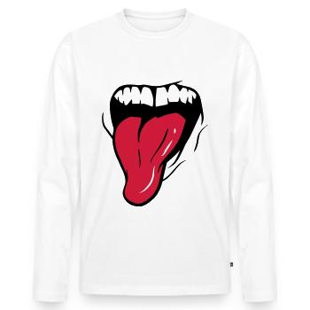 BOUCHE + LANGUE - T-shirt manches longues Premium bio Homme - blanc - Devant - Nico (187cm)