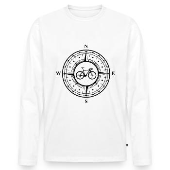 Vélo dans la boussole - - T-shirt manches longues Premium bio Homme - blanc - Devant - Nico (187cm)