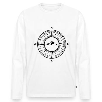 Montagne dans la boussole - - T-shirt manches longues Premium bio Homme - blanc - Devant - Nico (187cm)