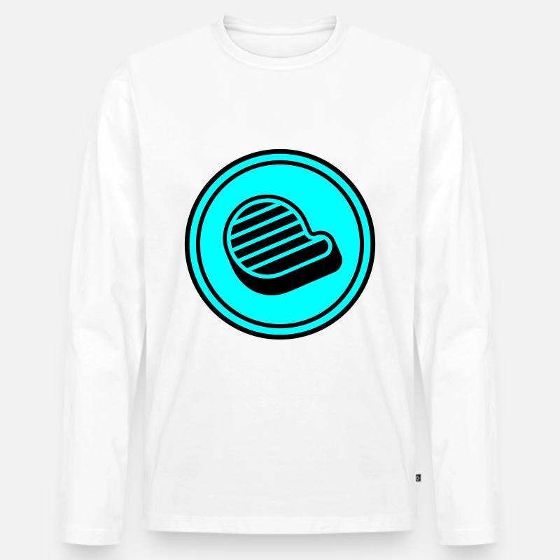 Fleisch steak symbol - Männer Premium Bio Langarmshirt - Weiß