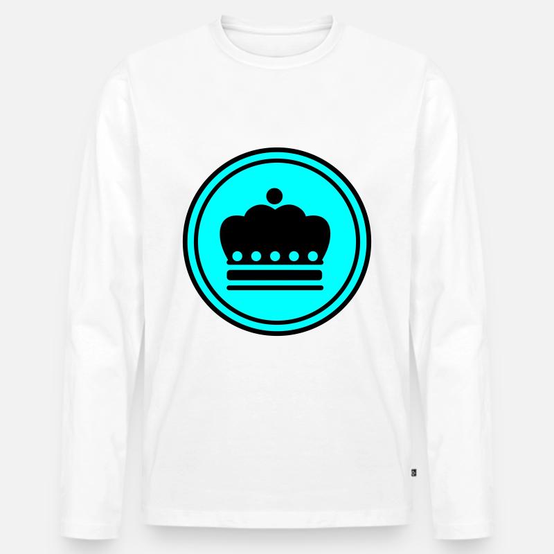 Krone icon - Männer Premium Bio Langarmshirt - Weiß