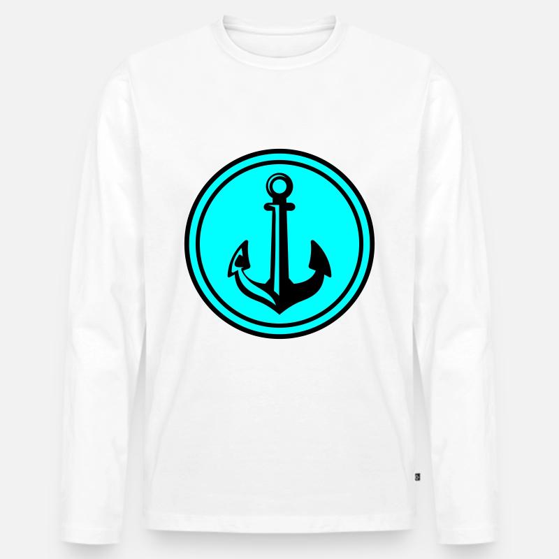 Anker Icon Symbol - Männer Premium Bio Langarmshirt - Weiß