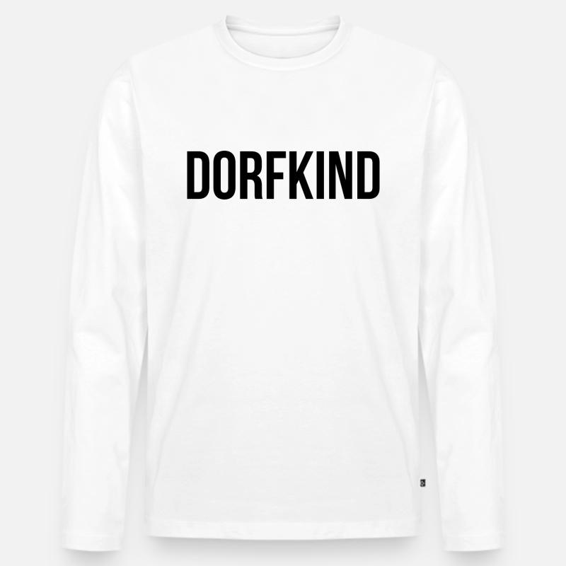 Dorfkind Spruch Schrift - Männer Premium Bio Langarmshirt - Weiß