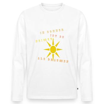 Im Sommer ist es heißer als draußen - Männer Premium Bio Langarmshirt - Weiß - Vorne - Nico (187cm)