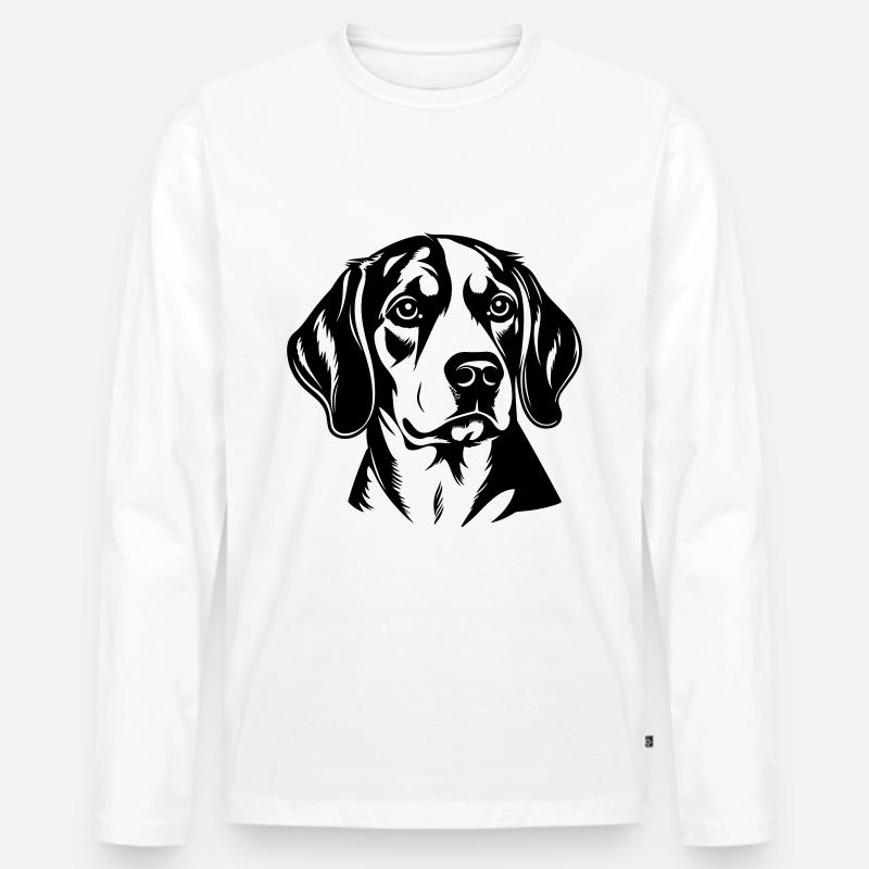 Beagle Hund Kopf - Männer Premium Bio Langarmshirt - Weiß