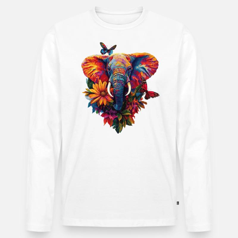 Elefant - Männer Premium Bio Langarmshirt - Weiß