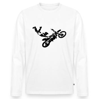 Saut de motocross - T-shirt manches longues Premium bio Homme - blanc - Devant - Nico (187cm)