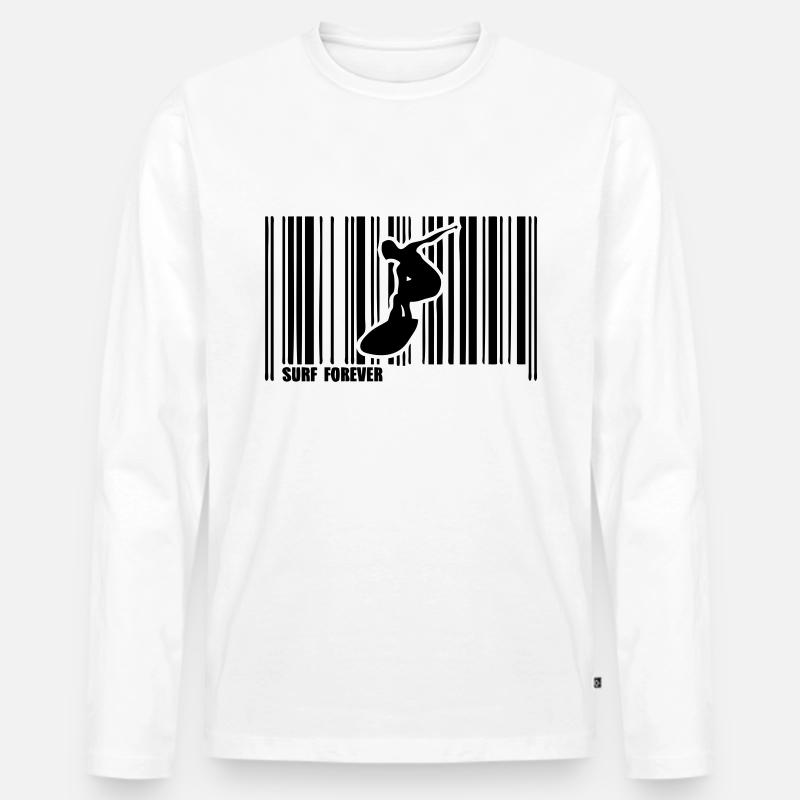 Kitesurf-Bar-Code - Männer Premium Bio Langarmshirt - Weiß